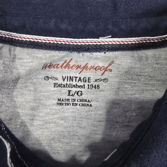 Weatherproof Men's Large Navy Casual Button Down Knit Shirt. - Picture 3 of 10